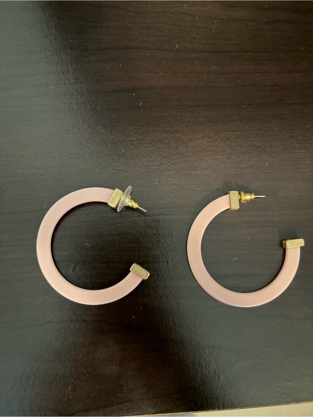 Pink Hoop Earrings with Gold Accents - Women's Fashion Accessory